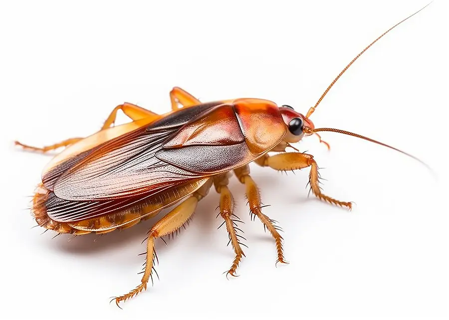 close up shot of a cockroach on a white background